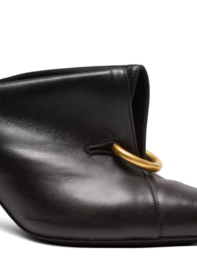 Lambskin leather mules with front piercing