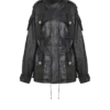 Lambskin leather parka with topstitched Diamond pattern Lambskin leather parka with topstitched Diamond pattern