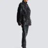 Lambskin leather parka with topstitched Diamond pattern Lambskin leather parka with topstitched Diamond pattern