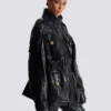 Lambskin leather parka with topstitched Diamond pattern Lambskin leather parka with topstitched Diamond pattern