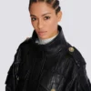 Lambskin leather parka with topstitched Diamond pattern Lambskin leather parka with topstitched Diamond pattern