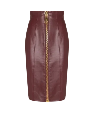Lambskin leather pencil skirt