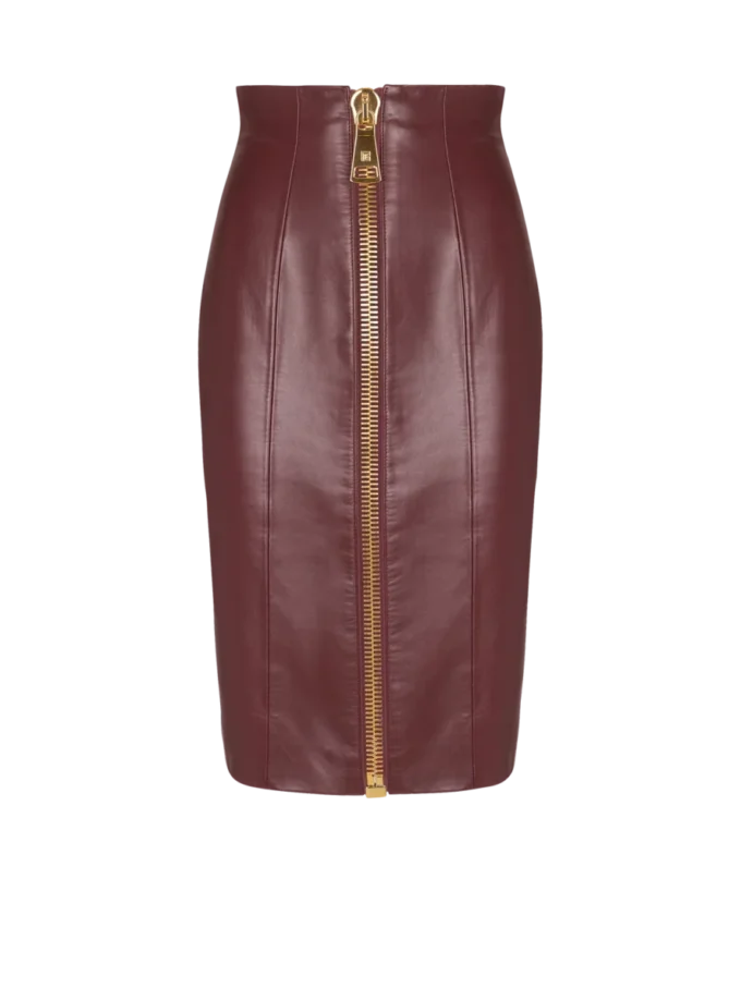 Lambskin leather pencil skirt