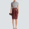 Lambskin leather pencil skirt