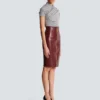 Lambskin leather pencil skirt
