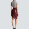 Lambskin leather pencil skirt