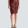 Lambskin leather pencil skirt