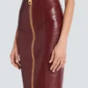 Lambskin leather pencil skirt