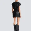 Lambskin leather short belted dress Lambskin leather short belted dress