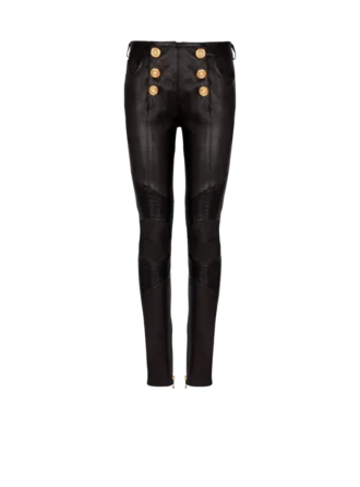 Lambskin slim-fit biker trousers