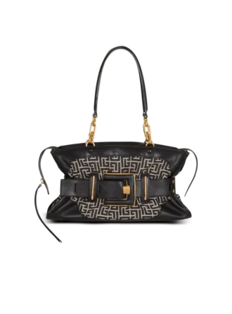Leather and monogram jacquard Anthem bag