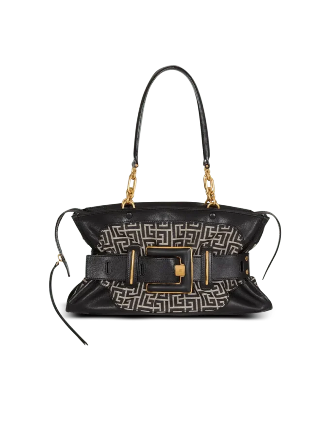 Leather and monogram jacquard Anthem bag Leather and monogram jacquard Anthem bag