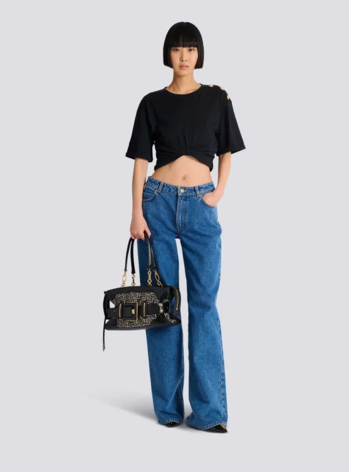 Leather and monogram jacquard Anthem bag Leather and monogram jacquard Anthem bag