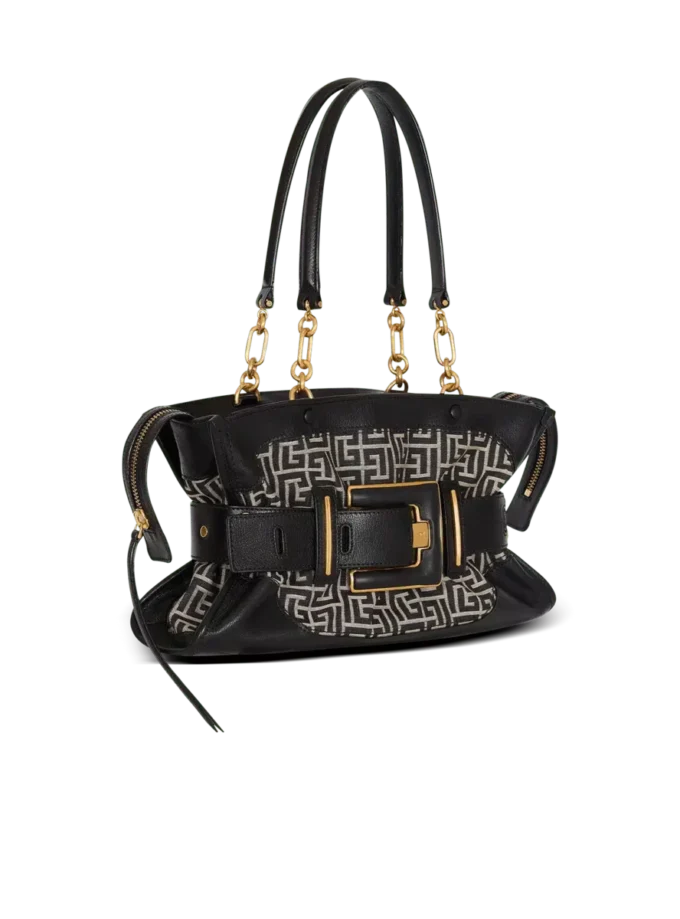 Leather and monogram jacquard Anthem bag Leather and monogram jacquard Anthem bag