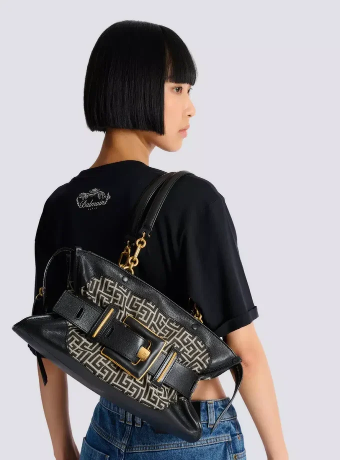 Leather and monogram jacquard Anthem bag Leather and monogram jacquard Anthem bag
