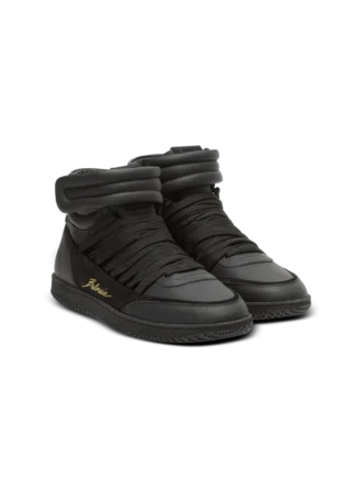 Leather Balmain Swan Mid-Top lace-up trainers