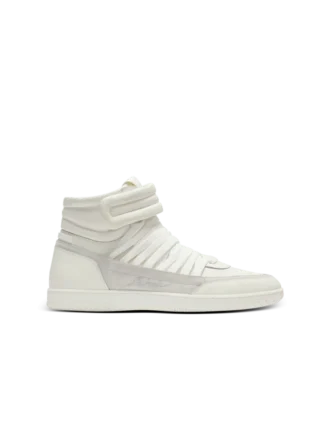 Leather Balmain Swan Mid-Top lace-up trainers