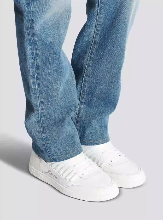 Leather Balmain Swan Mid-Top lace-up trainers Leather Balmain Swan Mid-Top lace-up trainers