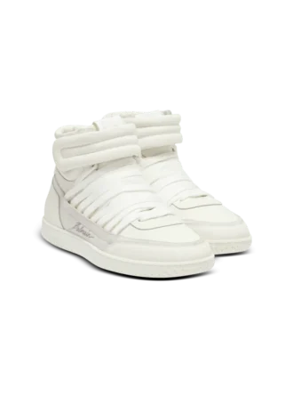 Leather Balmain Swan Mid-Top lace-up trainers
