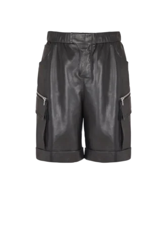 Leather cargo Bermuda shorts