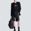 Leather cargo Bermuda shorts