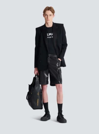 Leather cargo Bermuda shorts