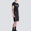 Leather cargo Bermuda shorts