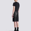 Leather cargo Bermuda shorts