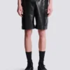 Leather cargo Bermuda shorts