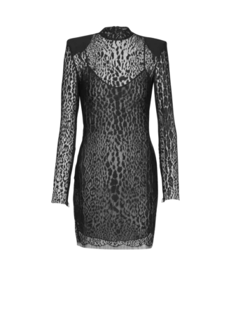 Leopard pattern lace bodycon dress