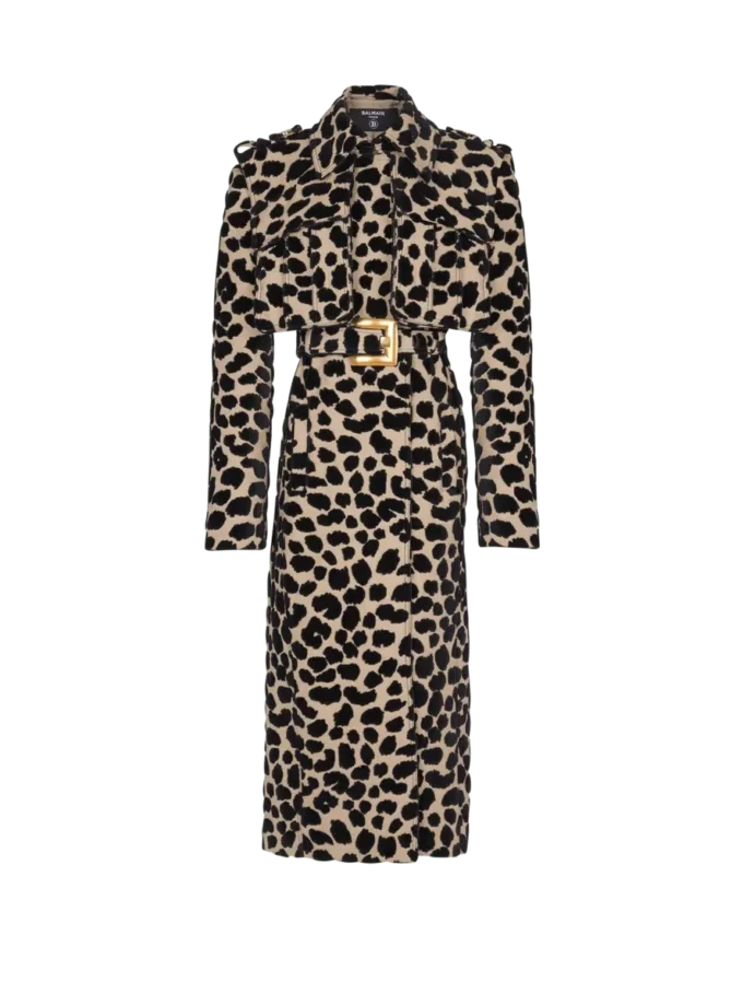 Leopard print jacquard belted trench Leopard print jacquard belted trench