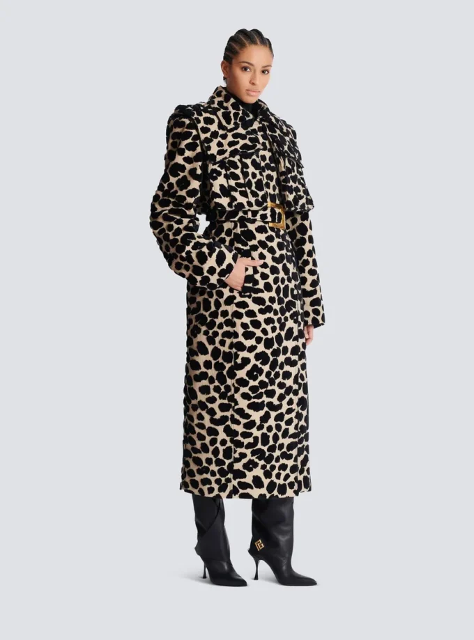 Leopard print jacquard belted trench Leopard print jacquard belted trench