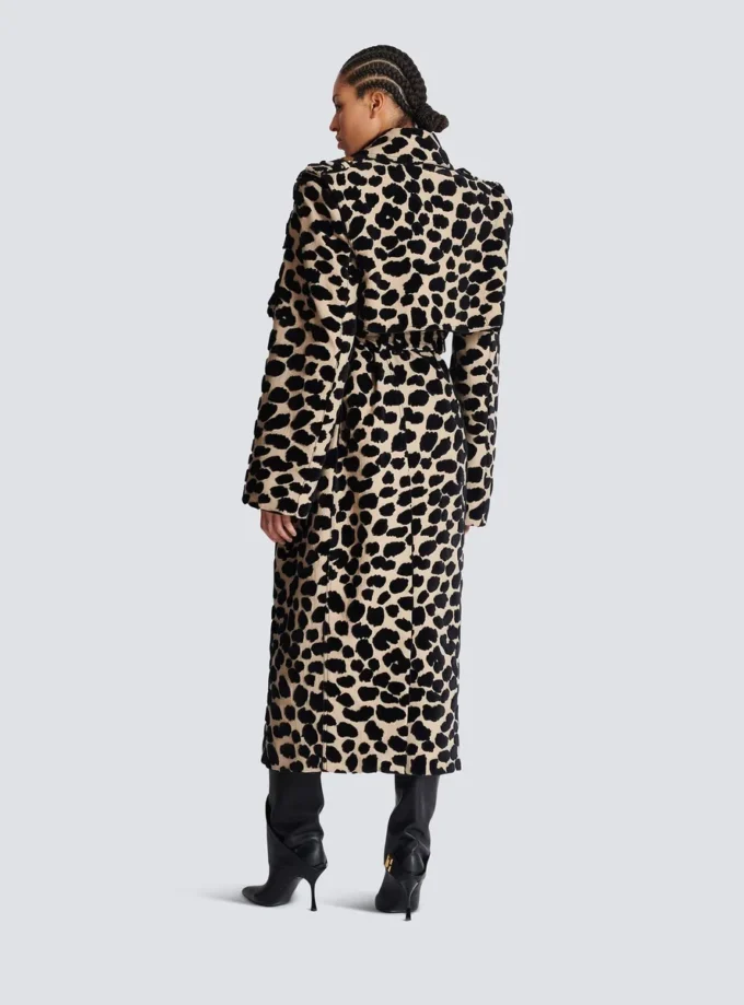 Leopard print jacquard belted trench Leopard print jacquard belted trench