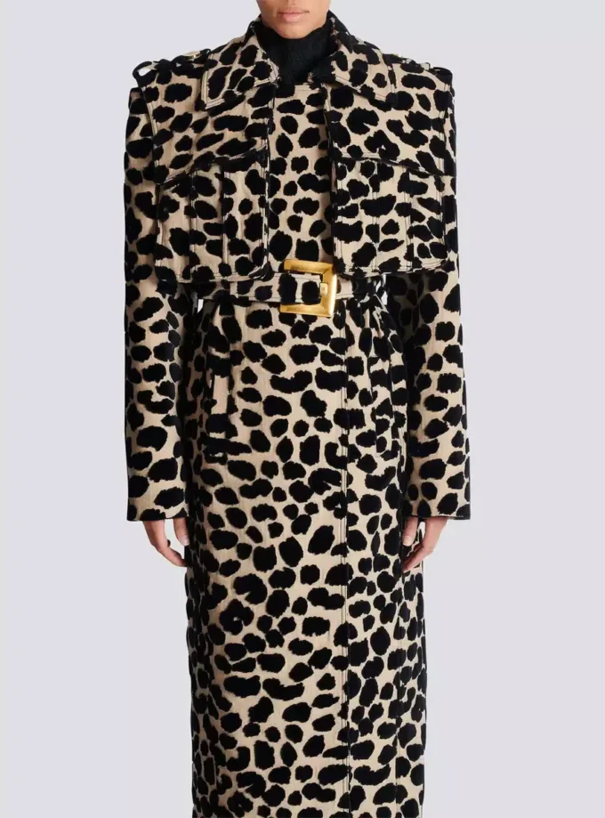Leopard print jacquard belted trench Leopard print jacquard belted trench