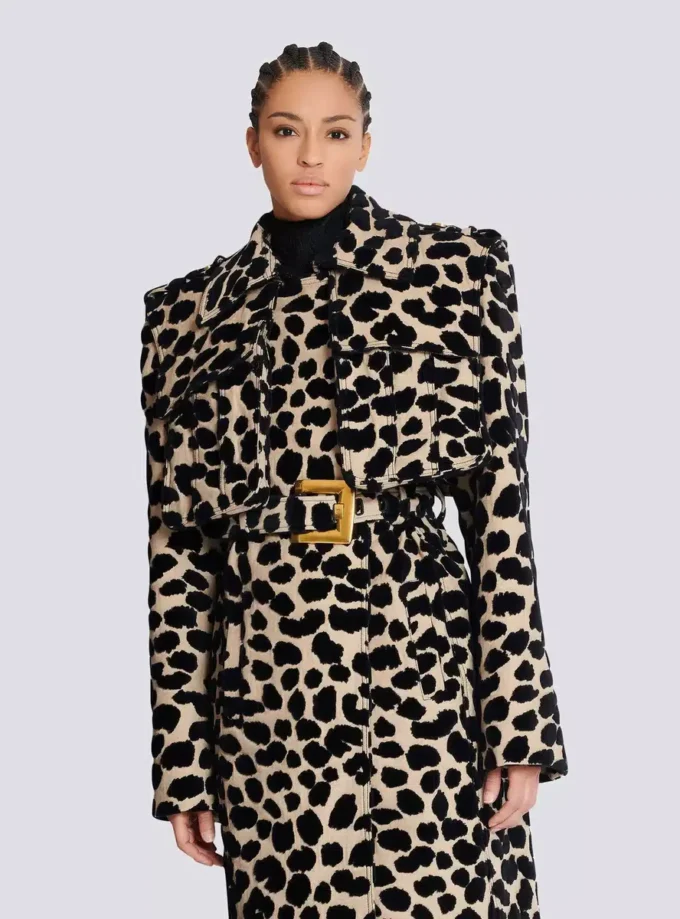 Leopard print jacquard belted trench Leopard print jacquard belted trench