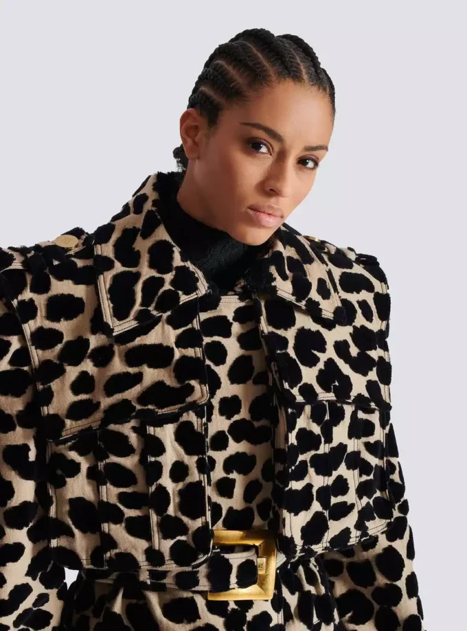 Leopard print jacquard belted trench Leopard print jacquard belted trench