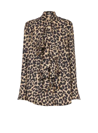 Leopard print ruffled shirt