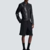 Lightweight lambskin leather biker jacket