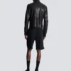 Lightweight lambskin leather biker jacket