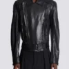 Lightweight lambskin leather biker jacket