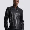 Lightweight lambskin leather biker jacket