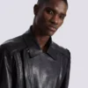 Lightweight lambskin leather biker jacket