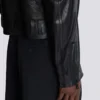 Lightweight lambskin leather biker jacket