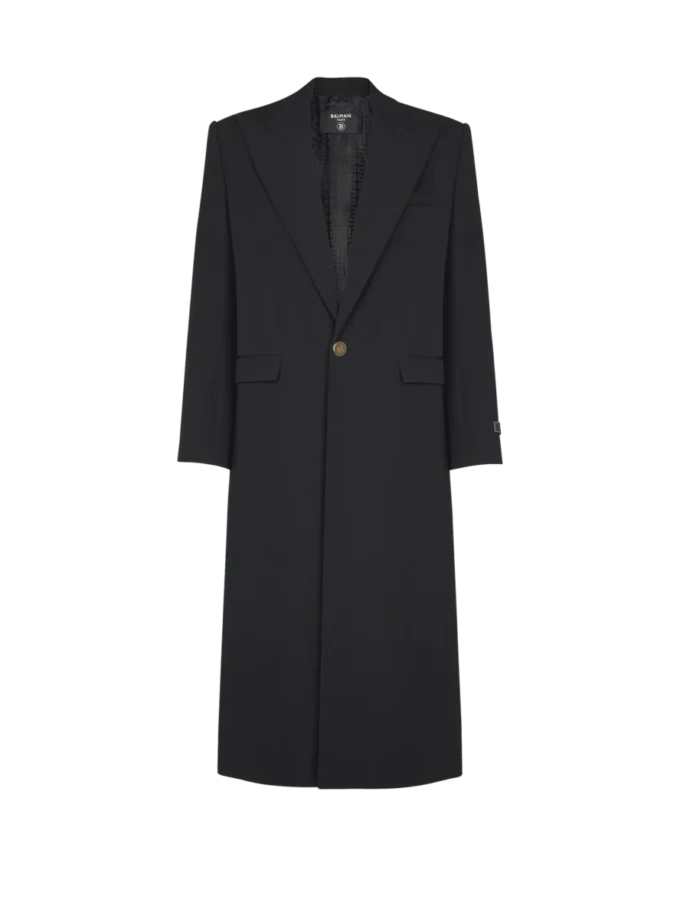 Long coat in grain de poudre wool