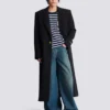 Long coat in grain de poudre wool