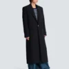 Long coat in grain de poudre wool