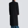 Long coat in grain de poudre wool