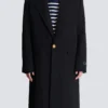 Long coat in grain de poudre wool