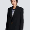 Long coat in grain de poudre wool