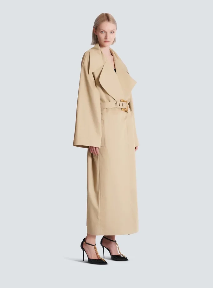Long cotton gabardine trench coat Long cotton gabardine trench coat